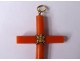 Cross pendant coral jewel solid gold 18 carats XIXth century