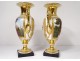 Pair of Medici Paris porcelain vases Allegory Arts Sciences Empire XIXth