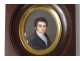 Painted miniature portrait of a notable young man with glasses Desnoyers Rennes 19th