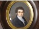 Painted miniature portrait of a notable young man with glasses Desnoyers Rennes 19th