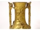 Pair of gilt bronze vases F. Barbedienne musician shepherdess lizard marble XIXth
