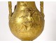 Pair of gilt bronze vases F. Barbedienne musician shepherdess lizard marble XIXth