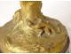 Pair of gilt bronze vases F. Barbedienne musician shepherdess lizard marble XIXth