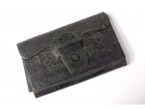 Leather wallet Souvenir engravings castles Germany calendar XIXth