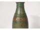 Ovoid brassware vase Art Deco geometric patterns signed 20th century
