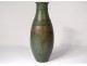 Ovoid brassware vase Art Deco geometric patterns signed 20th century