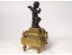 Small pendulum candlesticks gilt bronze cherub flowers clock node XIXth