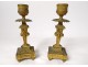 Small pendulum candlesticks gilt bronze cherub flowers clock node XIXth