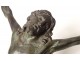Sculpture Christ crucifix bronze cross XIXth century
