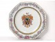 Octagonal porcelain dish Compagnie Indes coat of arms coat of arms knight eighteenth