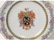 Octagonal porcelain dish Compagnie Indes coat of arms coat of arms knight eighteenth