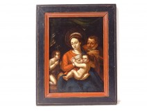 HSP religious painting Virgin Madonna lactating Flemish Holy Family 18th