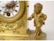 Clock gilt bronze Cythère birds cherub horn abundance Empire XIXth