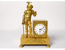 Gilt bronze Empire clock Musketeer sword griffins Le Roy Paris XIX