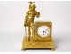 Gilt bronze Empire clock Musketeer sword griffins Le Roy Paris XIX