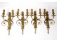 Series 4 sconces 2 lights gilt bronze Amours trumpet from ap. Jean Hauré XIXth