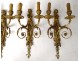 Series 4 sconces 2 lights gilt bronze Amours trumpet from ap. Jean Hauré XIXth