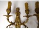 Series 4 sconces 2 lights gilt bronze Amours trumpet from ap. Jean Hauré XIXth
