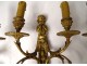 Series 4 sconces 2 lights gilt bronze Amours trumpet from ap. Jean Hauré XIXth