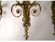 Series 4 sconces 2 lights gilt bronze Amours trumpet from ap. Jean Hauré XIXth