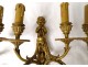 Series 4 sconces 2 lights gilt bronze Amours trumpet from ap. Jean Hauré XIXth
