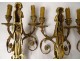 Series 4 sconces 2 lights gilt bronze Amours trumpet from ap. Jean Hauré XIXth