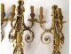 Series 4 sconces 2 lights gilt bronze Amours trumpet from ap. Jean Hauré XIXth