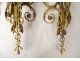 Series 4 sconces 2 lights gilt bronze Amours trumpet from ap. Jean Hauré XIXth