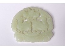 Plate nephrite jade pendant carved fish China Qing late nineteenth