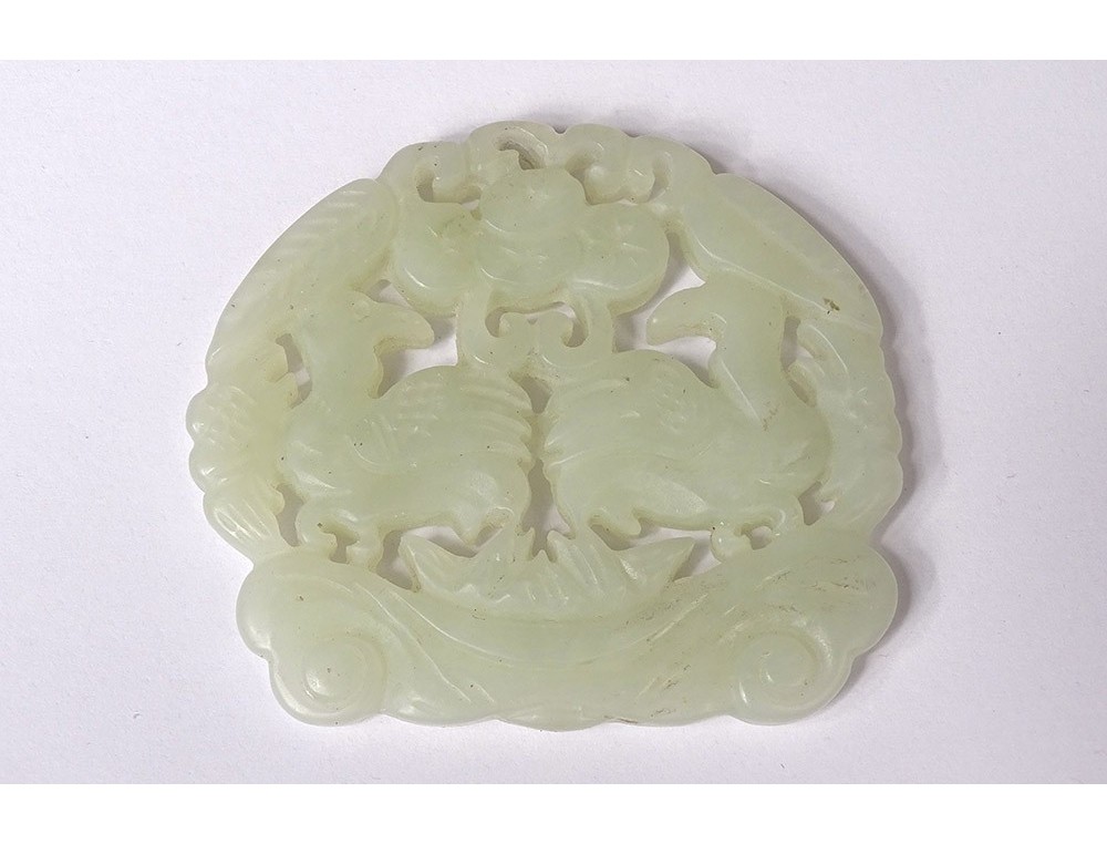 Collier Pendentif Feuille Plume En Jade Néphrite - Sculpture à La Main - Marque 81stgeneration