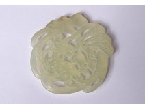 Plate nephrite jade pendant carved fish China Qing late nineteenth