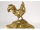 Clock candlesticks white marble gilt bronze rooster flowers capitals XIX
