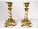 Clock candlesticks white marble gilt bronze rooster flowers capitals XIX