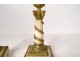 Clock candlesticks white marble gilt bronze rooster flowers capitals XIX