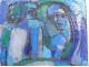 Small HST painting Jean Jacques Deschamps woman the Contemporary Mirror XXth