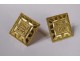 Pair of 18k solid gold earrings 750 flowers 8.46gr XXth century