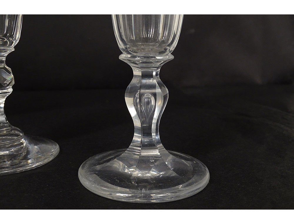 Series 6 champagne flutes cut crystal Saint-Louis model Caton XIXth