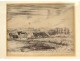 Jean Frélaut engraving hamlet thatched cottages Morbihan Brittany twentieth century landscape