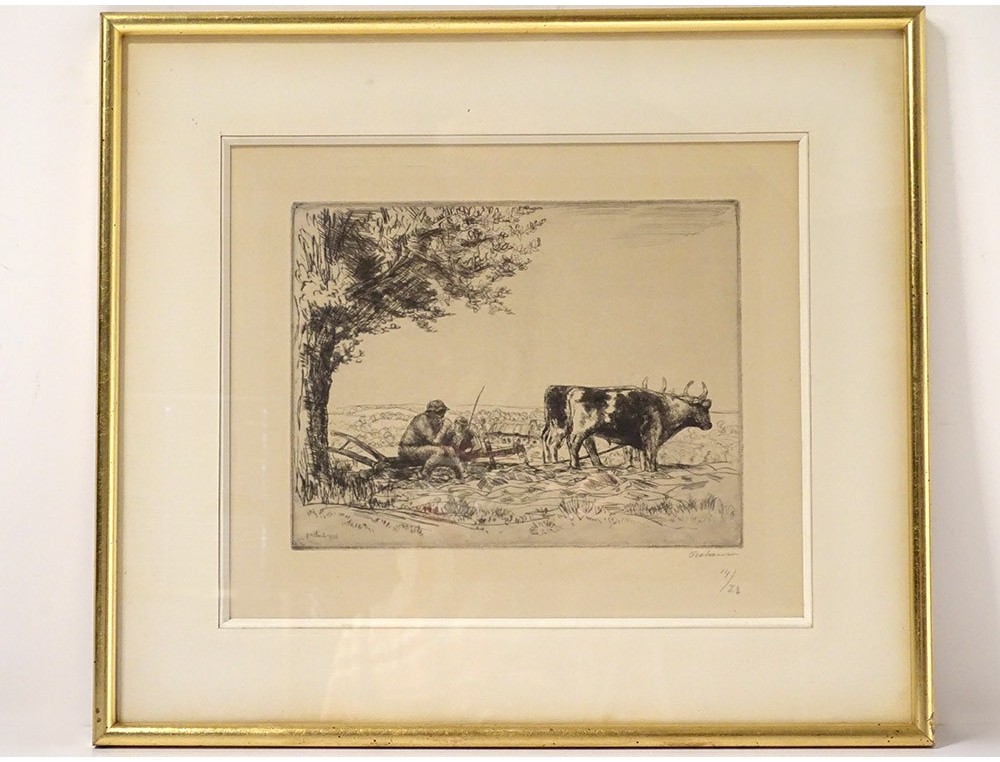 Gravure Originale Signée Jean-Emile Laboureur - "Bretagne, La Mare Aux Canards" - Période XXème