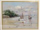 Pastel painting boats port Brittany Morbihan Philippe Girardot 20th century