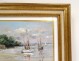 Pastel painting boats port Brittany Morbihan Philippe Girardot 20th century