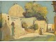 HSP orientalist painting view village Mosque Casbah Maghreb Morocco XIXth