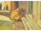 HSP orientalist painting view village Mosque Casbah Maghreb Morocco XIXth