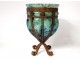 Blown glass vase André Delatte Nancy Art Deco wrought iron frame twentieth