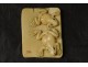 Netsuke carved ivory plate signed Tomokazu frogs Japan Edo XIXth