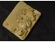 Netsuke carved ivory plate signed Tomokazu frogs Japan Edo XIXth