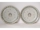 Pair of East India Company porcelain dishes Barbeaux coat of arms 18th