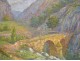 HST landscape painting Arrufat cévennes Thueyts Ardèche Pont Percé XXth