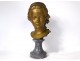 Gilt bronze bust sculpture young girl Gromella marble Art Nouveau XIXth