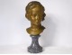 Gilt bronze bust sculpture young girl Gromella marble Art Nouveau XIXth